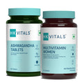 HealthKart Hk Vitals Ashwagandha, Anxiety & Stress Relief, For Muscle Strength, 60 Ashwagandha Capsules With Zinc, Vitamin C, Multiminerals & Ginseng Extract, 60 Multivitamin Tablets (Combo Pack)