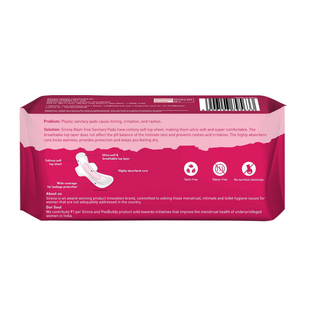 Sirona Max Sanitary Pads for Women | XL Plus (Pack of 30 Pads) | 100% Rash Free & Toxic-Free | Organic Cotton Sanitary Pad | Up to 0% Leakage, Comfortable & High Absorbency
