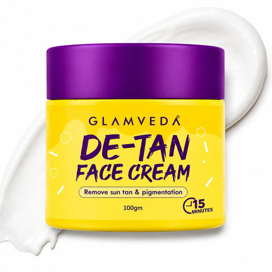 Glamveda De Tan Cream Mask for Men & Women | Kojic Acid Face Pack for Tan Removal, Pigmentation & Sun Damage Care | Instant Brightening & Glow Boosting Formula for Radiant Skin | Suitable for All Skin Types | 100g
