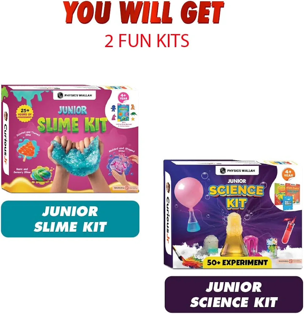 PW Science Kit 2-in-1 Gift Set Junior Science Kit & Slime Kit for 4 to 15 Years Old Growing Kids Educational Learning Toys