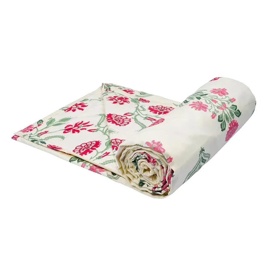 Trance Home Linen 150 GSM Pure Cotton Reversible Dohar Single Bed Size AC Blanket Comforter 56 x 88 inch Colour Aangan Red