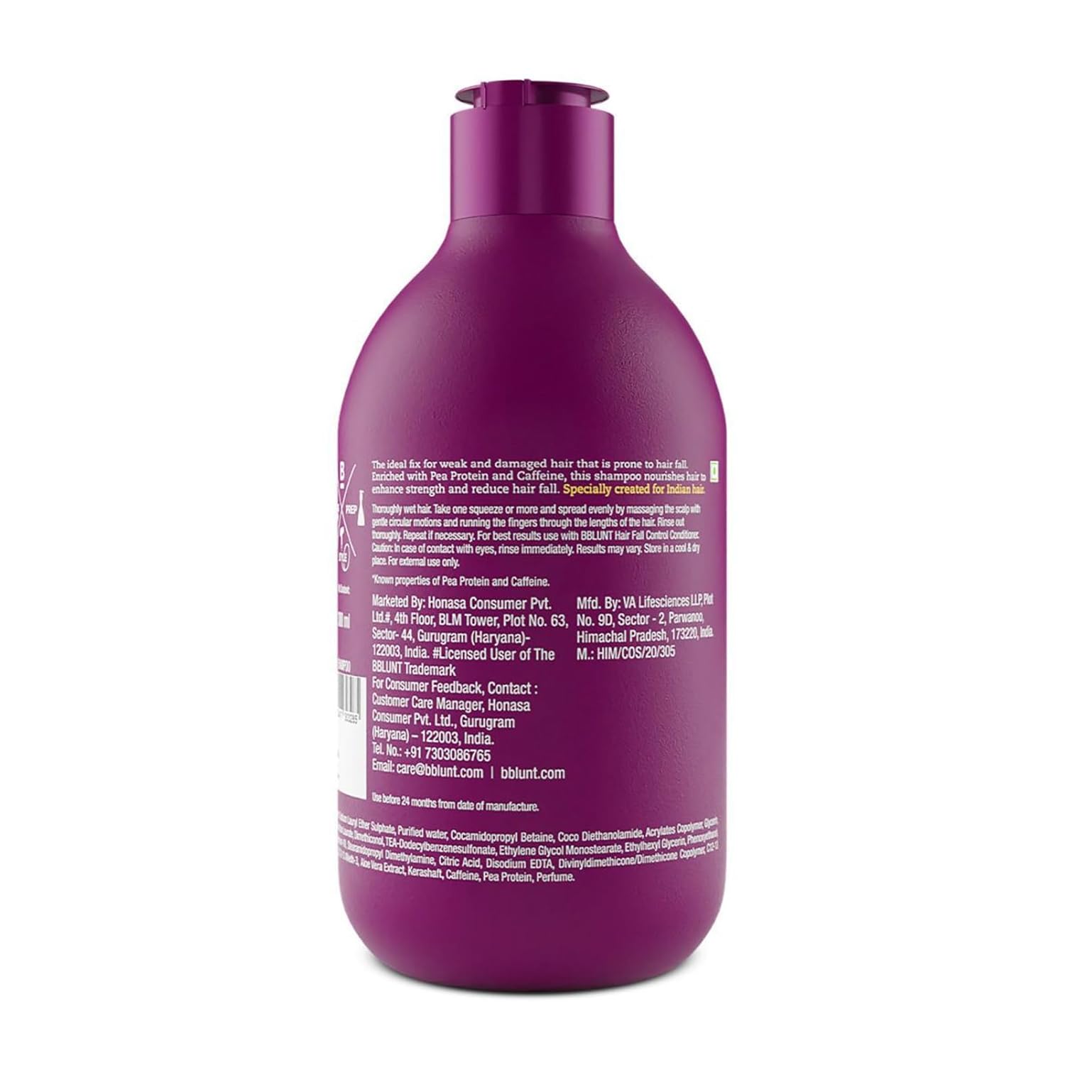 Bblunt Hair Fall Control Shampoo with Pea Protein & Caffeine for Stronger Hair | Reduces Up to 93% Hair Fall | Adds Shine | 300 ml