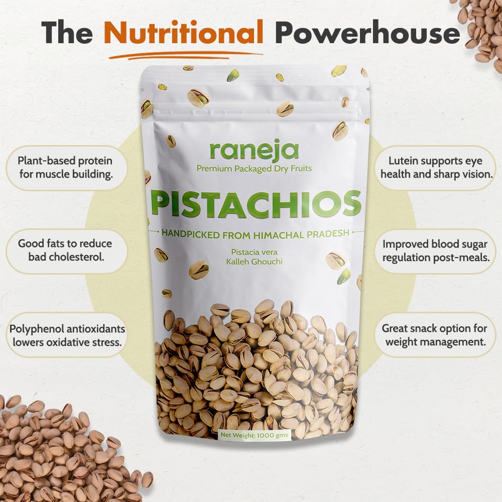Raneja 100% Natural Premium Roasted & Salted Pistachios 300g | Pista Rich In Protein, Phosphorus, & Dietary Fibre, Nuts & Dry Fruits, Shelled Nuts, Crunchy & Delicious Healthy Snack