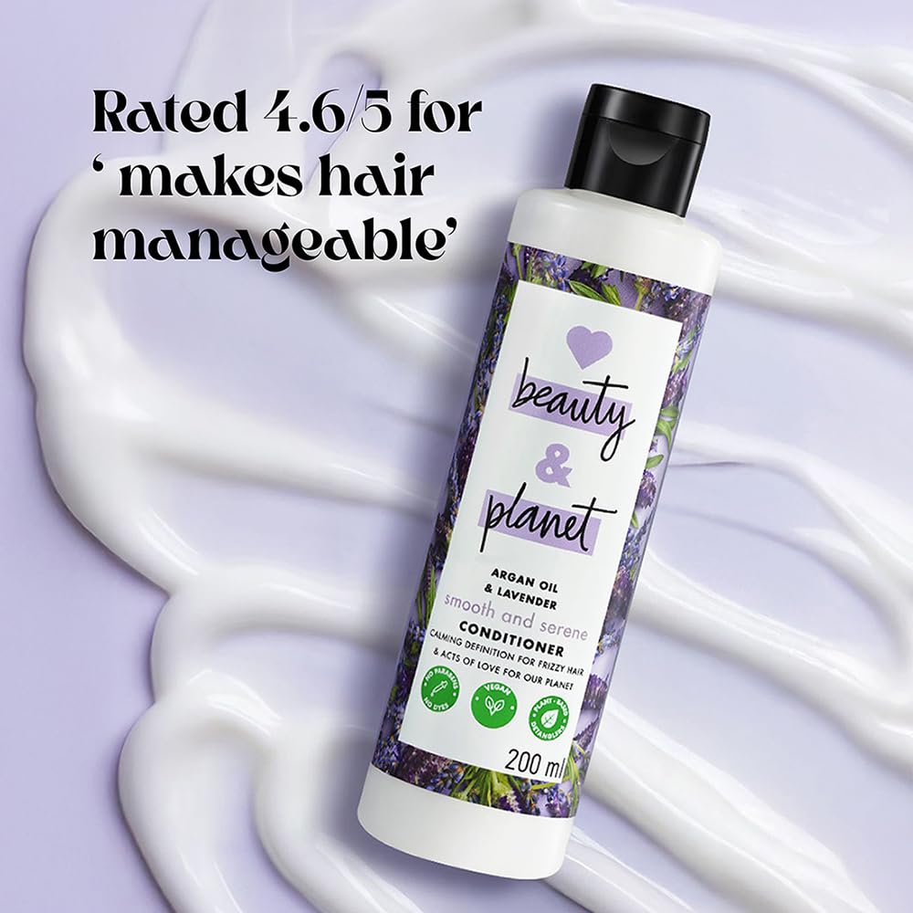 Love Beauty & Planet Argan Oil and Lavender Natural Conditioner for Dry & Frizzy hair|No Sulfates,No Paraben|200ml