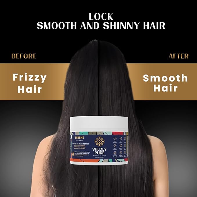Wildly Pure Hair Mask for Frizzy & Damaged Hair | Shea Butter, Keratin & 12 Oils | 7 Day Smoothening Treatment - 200 Ml
