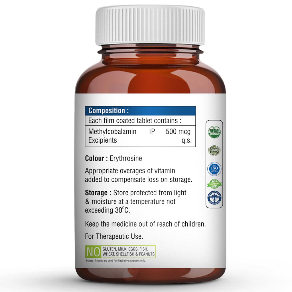 THE BODY RESERVE Vitamin B12 Supplements Methylcobalamin 500 Mcg Tablets | Active For Men & Women 120 Veg (4-Month Supply)