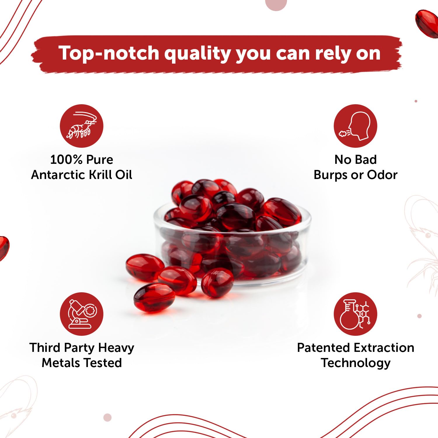 Neuherbs Deep Sea Heart Omega 3 Antarctic Krill Oil 1000mg With 2X Astaxanthin, Phospholipids, Vitamin E & D3 | Supports Heart, Brain & Muscle Health | Lemon Flavour | 30 Softgels