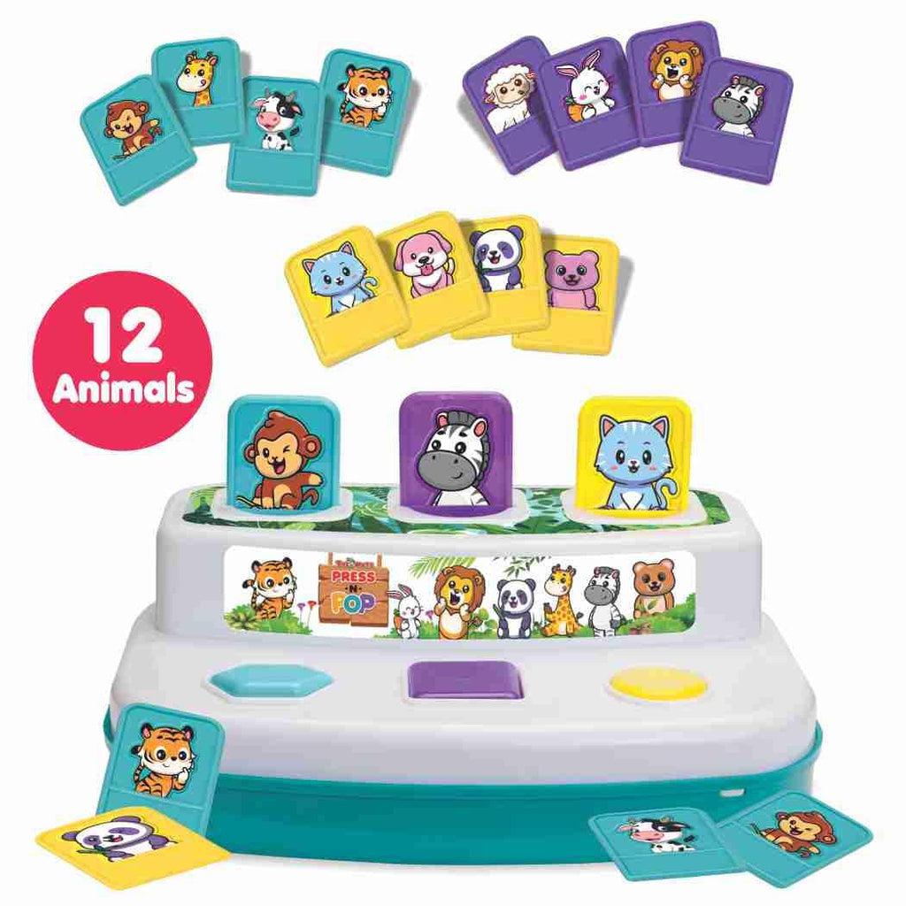 Toymate's Press and Pop A 2 in 1 Animals and 3 colourfull Balls pop up