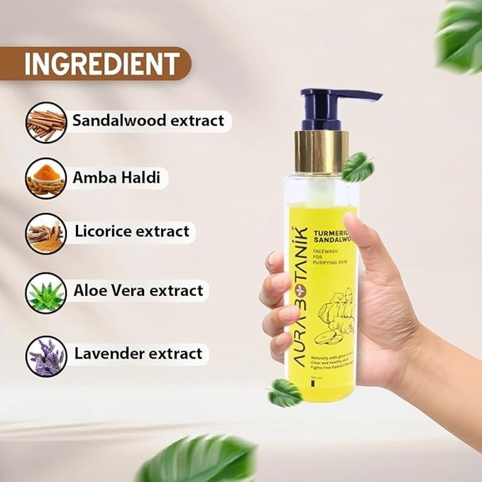 Aura Botanik Turmeric & Sandalwood Face Wash - 100ml