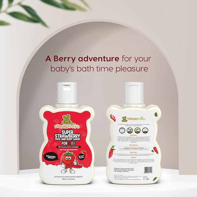 ShuShu Babies Super Strawberry Face and Body Wash - 60ml (Pack Of 2)