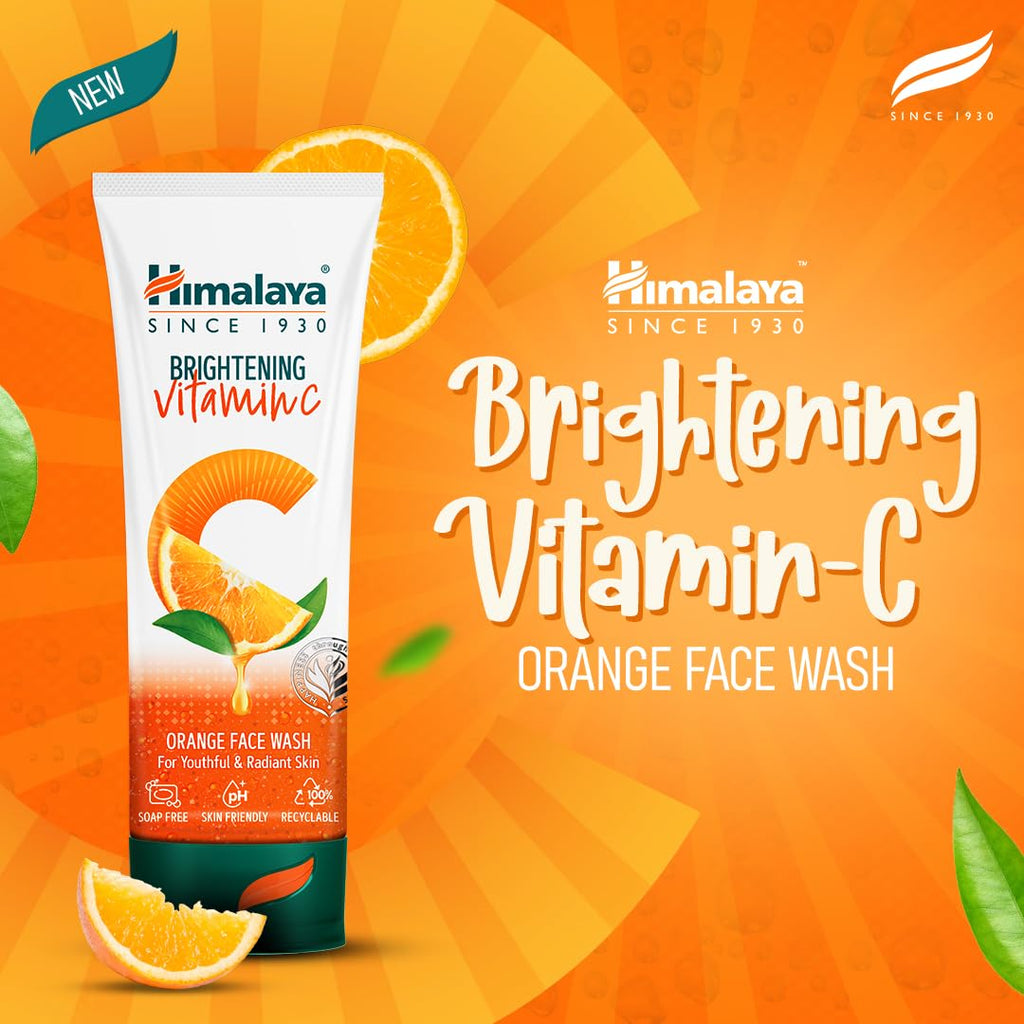 Himalaya Brightening Vitamin C Orange Face Wash | Brightening Face Cleanser | Remove Dull Skin | 50ml