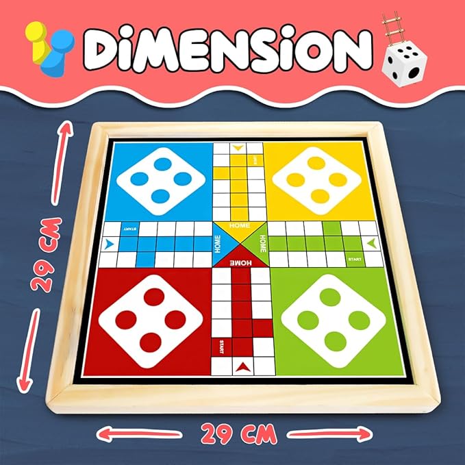 Wembley 2-in-1 Ludo Snake and Ladder Jumbo Wooden Board Game