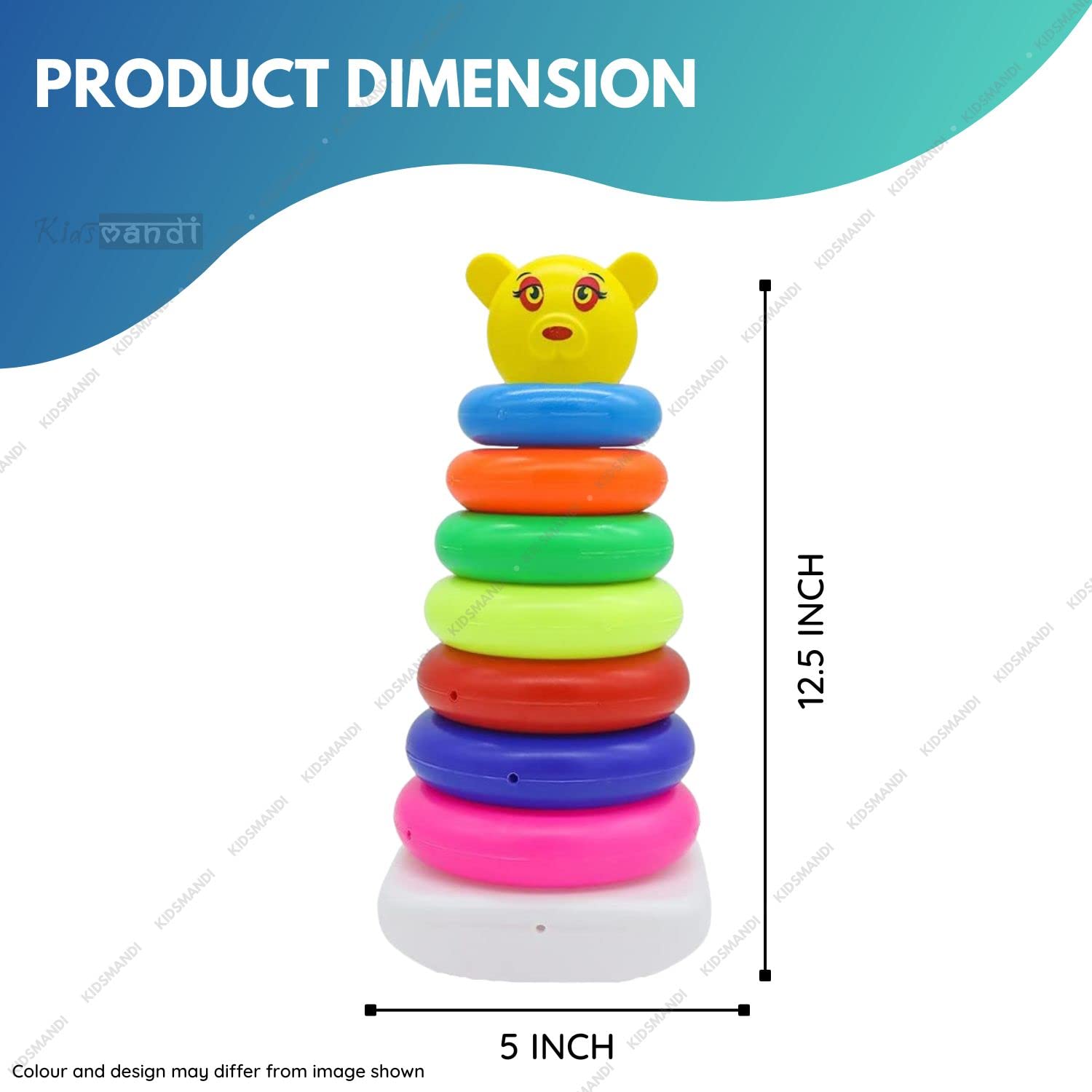 Kids Mandi Smiley Teddy Bear Face Stacking Rings Toys for Kids 7 Ring Multi Color