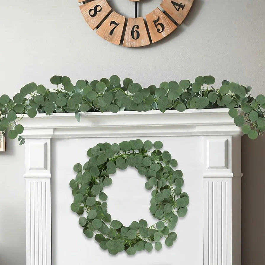 6 Pack Eucalyptus Garland Artificial Eucalyptus Leaves Table Greenery Garland Wreath Vines 2.4M