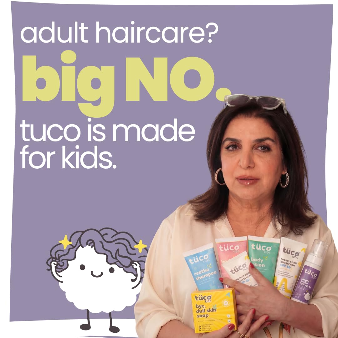 Tuco® Kids Tangle Tamer Hair Conditioner | Jojoba Oil & Keratin | pH Balanced, Frizz Free, Hypoallergenic | Ages 2-5, 4-10, 10-15, 5-10 Years | Paraben & Sulphate Free | 100ml (Pack Of 1)