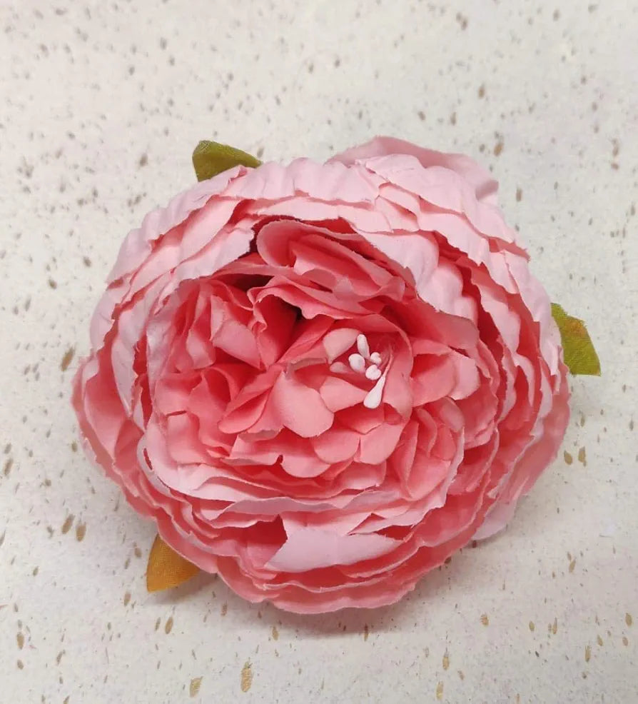 6 Pcs Artificial Fabric Rose Flower Heads Handmade Peony Style Flowers Light Pink