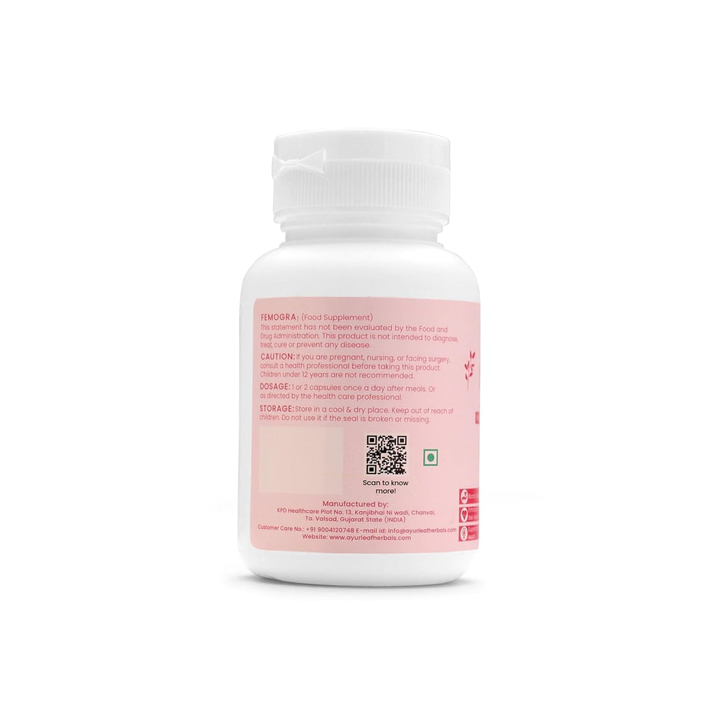 Ayurleaf Herbals - Femogra Extract Blended Capsules 340 Mg | 60 Veggie Capsules for Women
