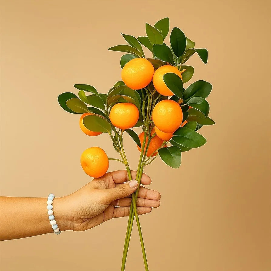 3 Pcs Orange Plant Stick Elevate Your Décor with Artificial Orange Branches Lifelike Tree Plants for Vase Display