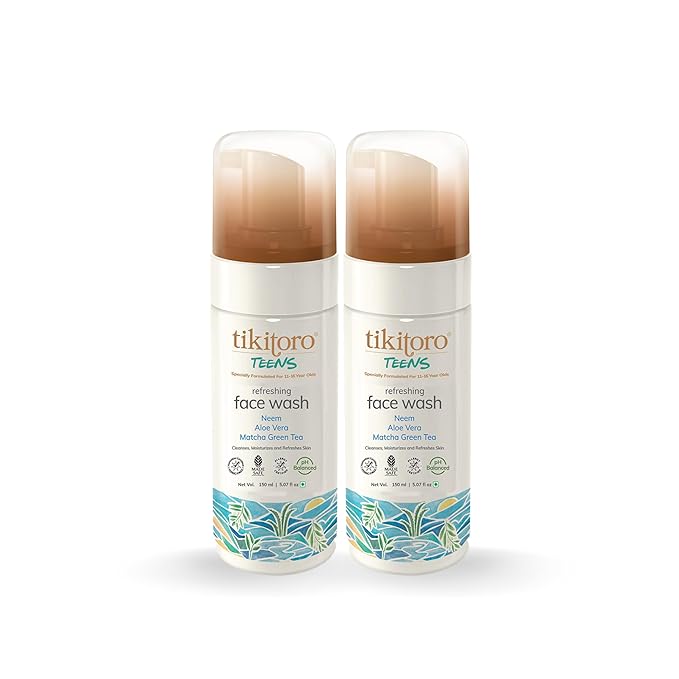 Tikitoro Teens Refreshing Face Wash Vegan Neem Aloe Vera Matcha Green Tea Extract