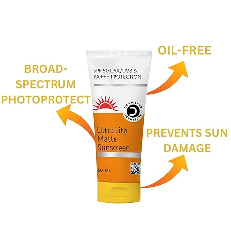 Dermistry Ultra Lite Matte Finish Sunscreen Oily & All Skin Types SPF 50 UVA UVB PA+++ Sun - 50 ml