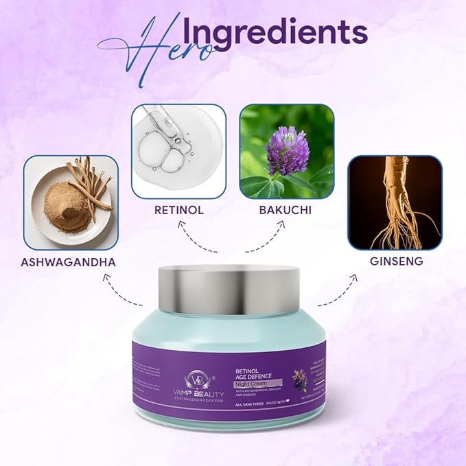 Vamp Beauty Retinol Age Defense Night Cream - 50 Gms