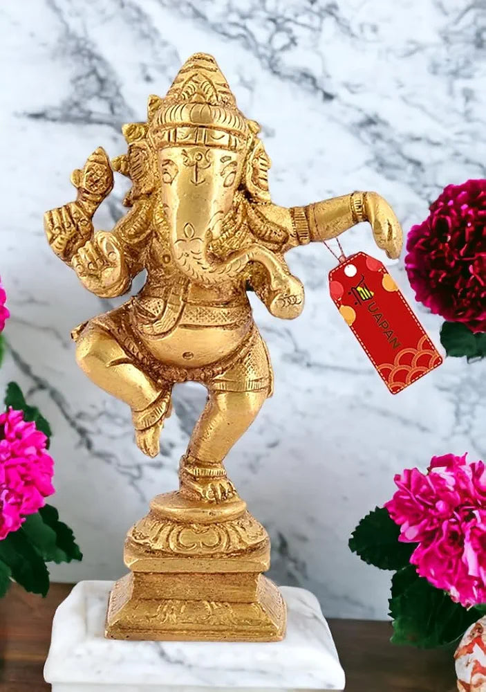 Uapan Brass Dancing Ganesha Idol Pooja Pooja Temple Daily Worship Brass Material Ganesh Brass Idol