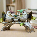 Alila Elegant Owl Family Set Birds Tree Statue Showpiece for Good Luck Home 6 inches