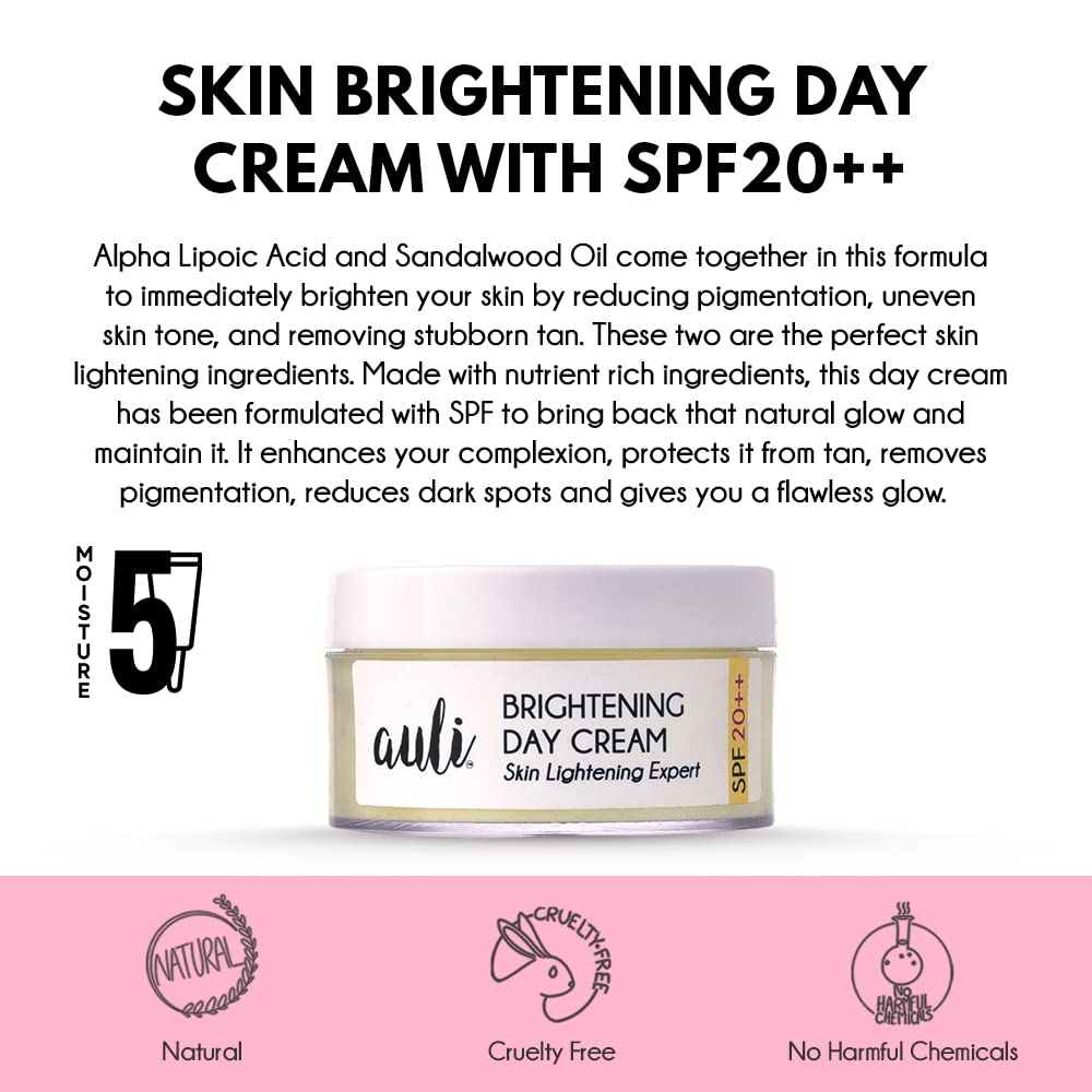 Auli Skin Brightening Day Cream with SPF 20++ - 50 gms (Pack of 2)