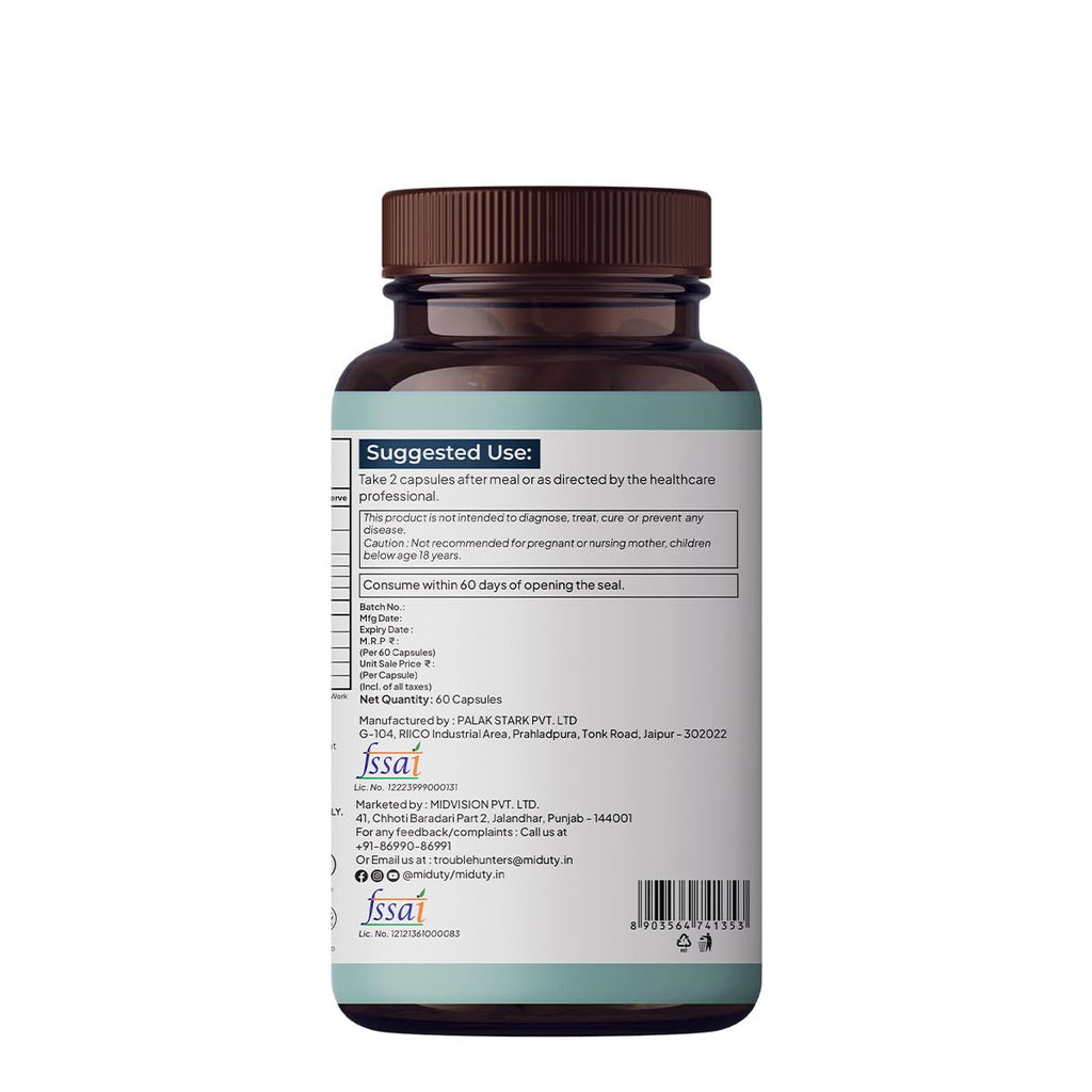 Miduty Stop Aging Powerful Antioxidant Formula to Slow Down Aging, Anti Aging Supplement for Youthful Skin - Anti Aging Capsules, Resveratrol Active Ingredient - Pack of 60