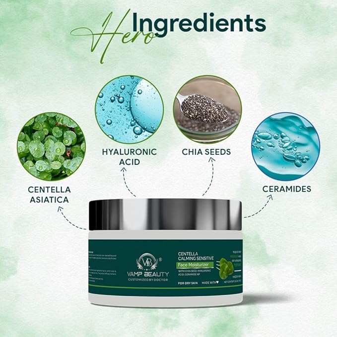 Vamp Beauty Centella Calming Sensitive Face Moisturizer - 50 Gms
