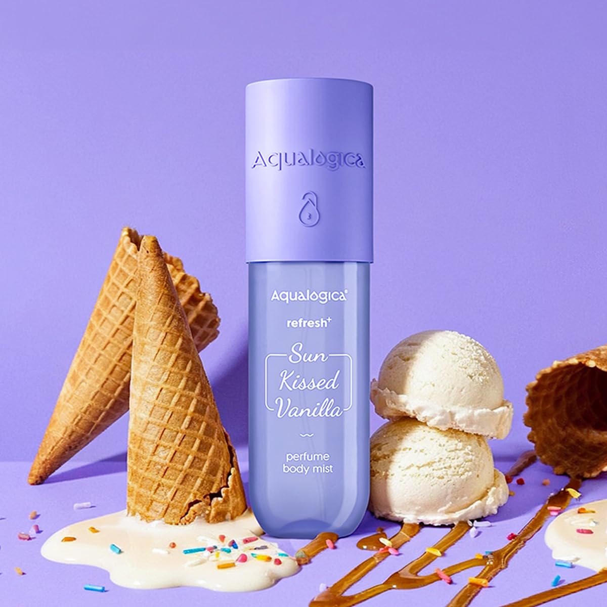 Aqualogica Refresh+ Sun Kissed Vanilla Perfume Body Mist | Warm Vanilla Fragrance | Long- Lasting Fragrance | Double Duty Mist for Hair & Body | Non-Irritating & Hydrating | Skin Friendly | For Men & Women | 150 ml