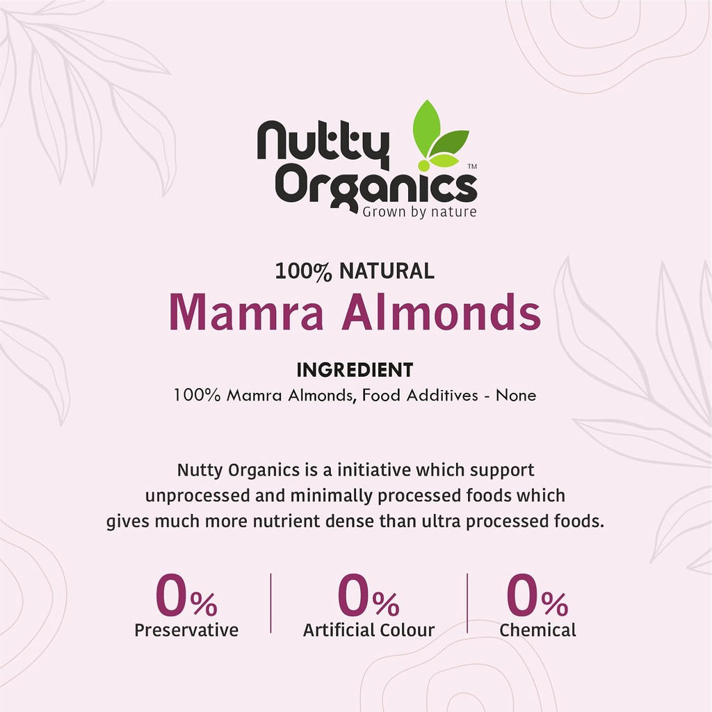 Nutty Organics Almonds Mamra - 500 GM (Grade A ++ Nuts, Premium, Rich In Oil) Richest Natural Source of Vitamins, Magnesium & Protien | Special Mamra Badam Giri