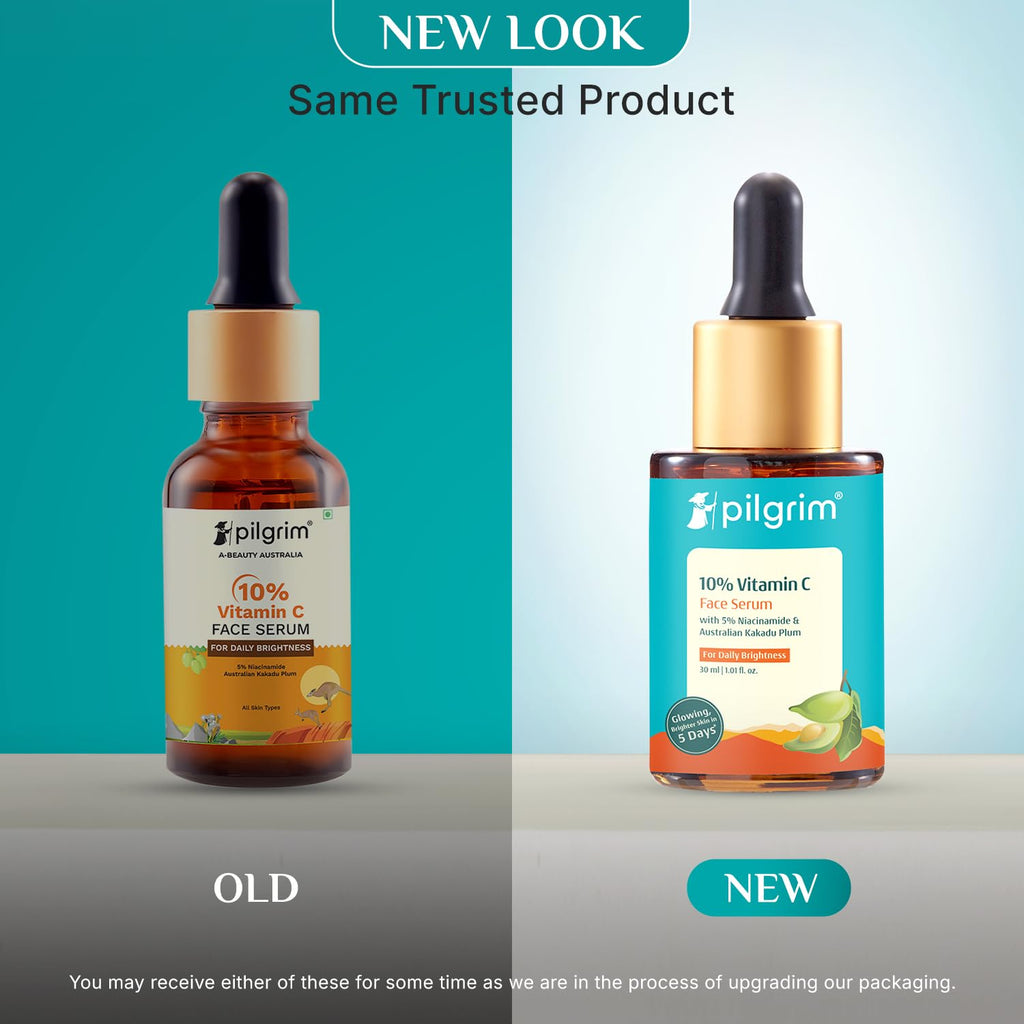 Pilgrim 10% Vitamin C Serum 30ml for Glowing Skin|With 5% Niacinamide, Hyaluronic & Glycolic Acid|Fades Dark Spots, Pigmentation|For All, Oily, Combination, Normal Skin |Beginner Friendly - Men, Women