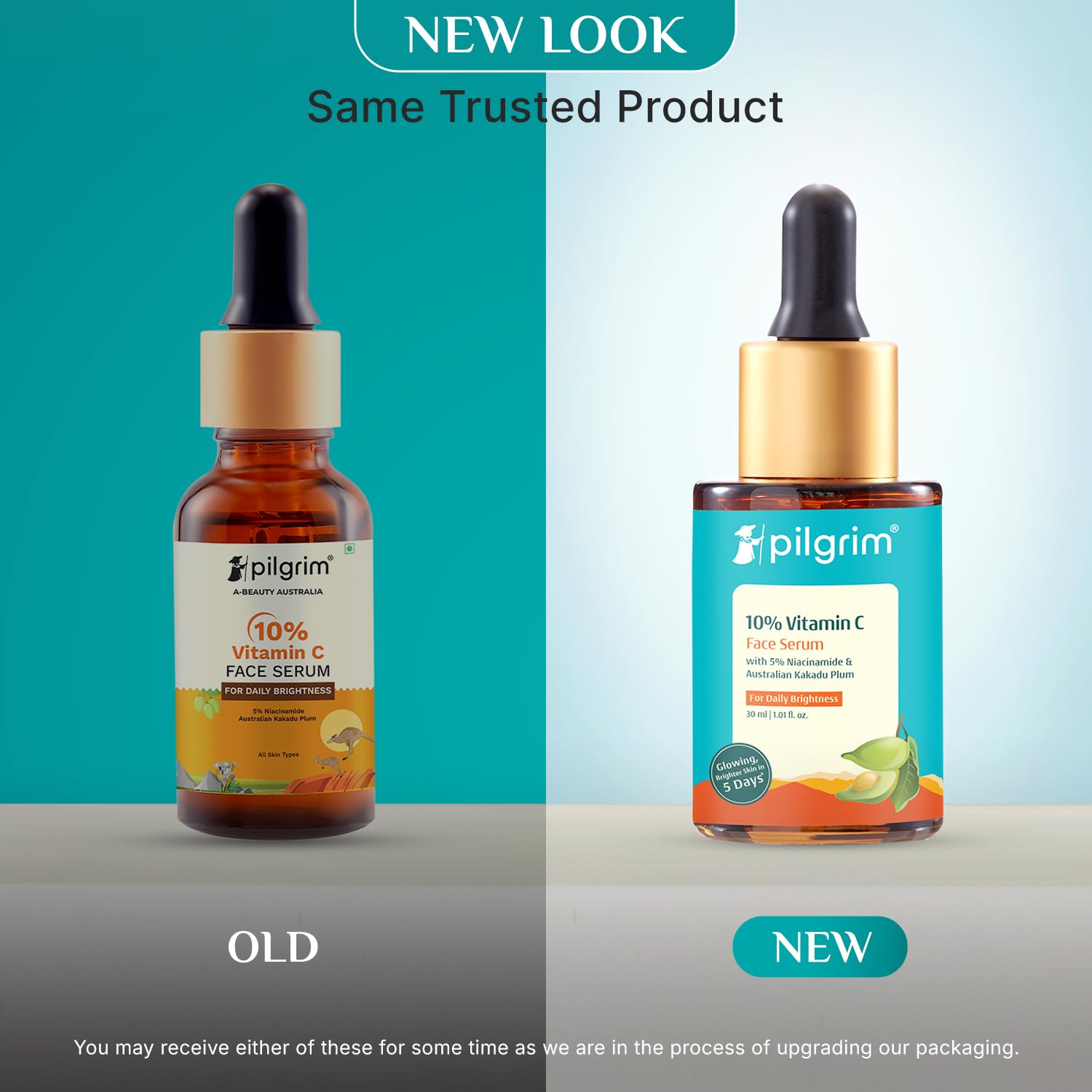 Pilgrim 10% Vitamin C Serum 30ml for Glowing Skin|With 5% Niacinamide, Hyaluronic & Glycolic Acid|Fades Dark Spots, Pigmentation|For All, Oily, Combination, Normal Skin |Beginner Friendly - Men, Women