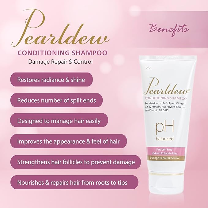 Pearldew Conditioning Shampoo, pH Balanced, Damage Repair & Control, Paraben Free - 200 ml | Pack Of 2