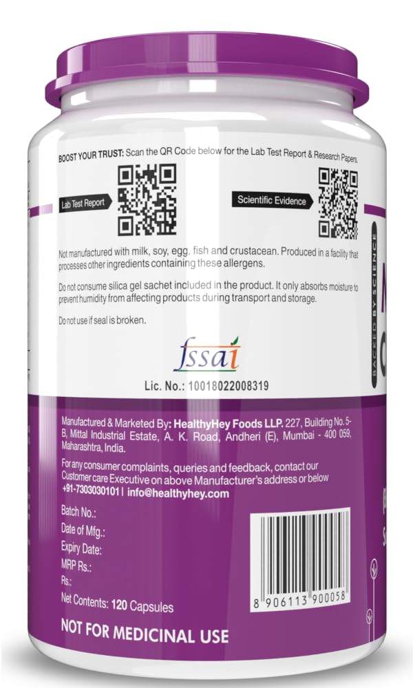 HealthyHey Nutrition Magnesium Citrate-120 Vegetable Capsules