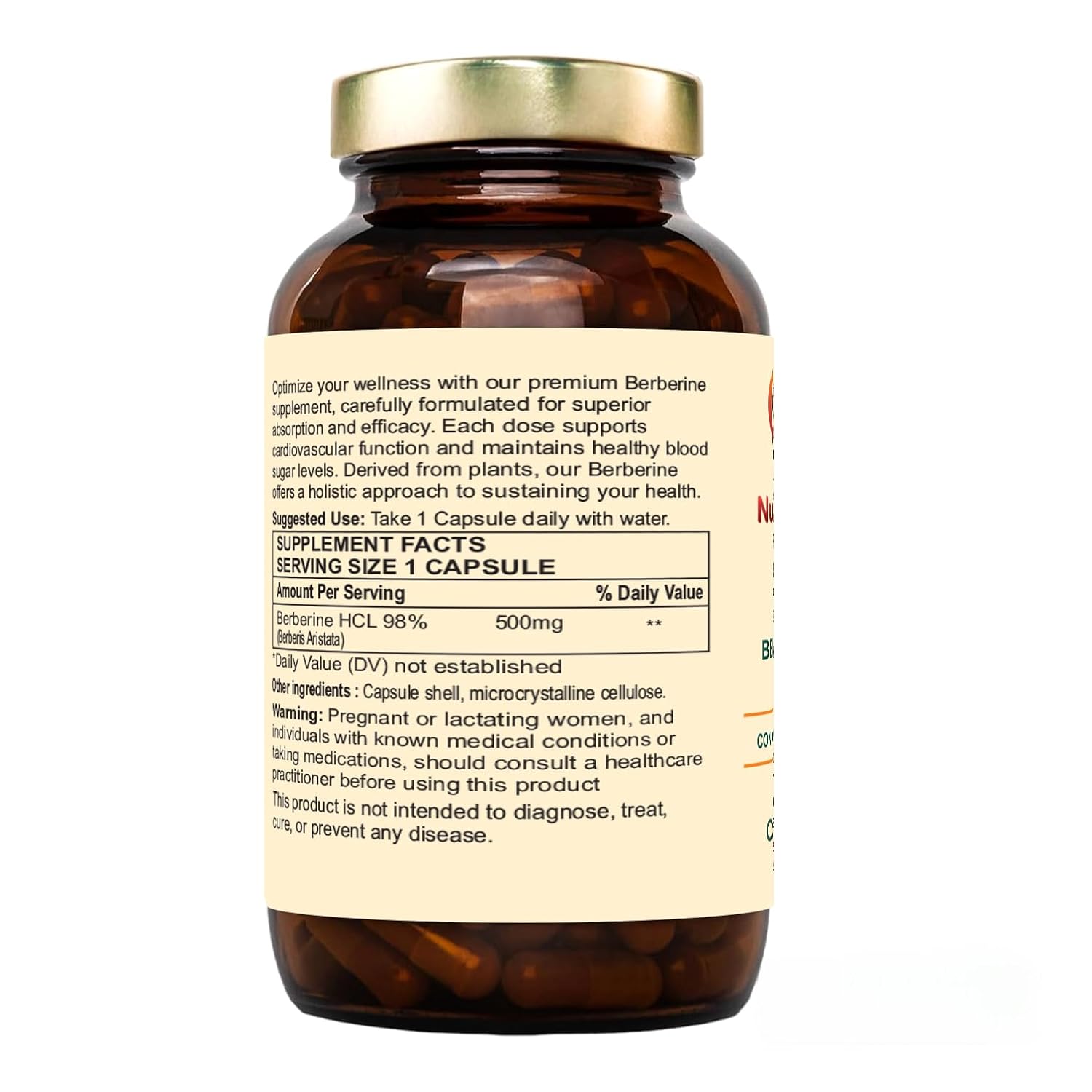 Nutraliebe Berberine Extract 98% from Berberis Aristata Stem - Premium Supplement, Non-GMO, 90 Capsules