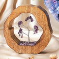 Ritualistic Amethyst Crystal Tree Set in Wooden Ring Gift Spiritual Item for Energy Flow & Chakra Healing Feng Shui Gemstone Bonsai