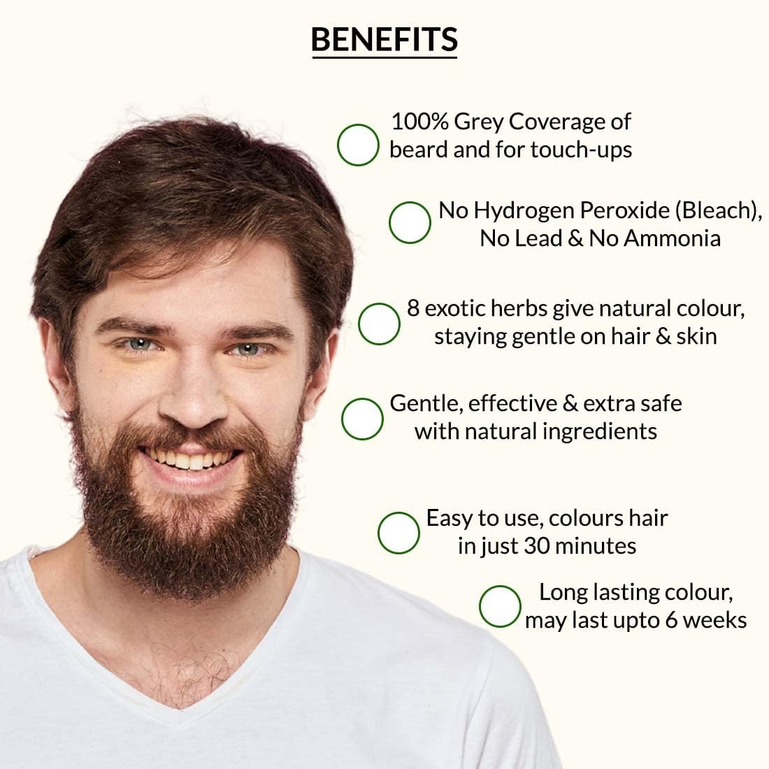 INDUS VALLEY Natural Damage Free Beard Hair Color,Dark Brown - 78ml + 8g