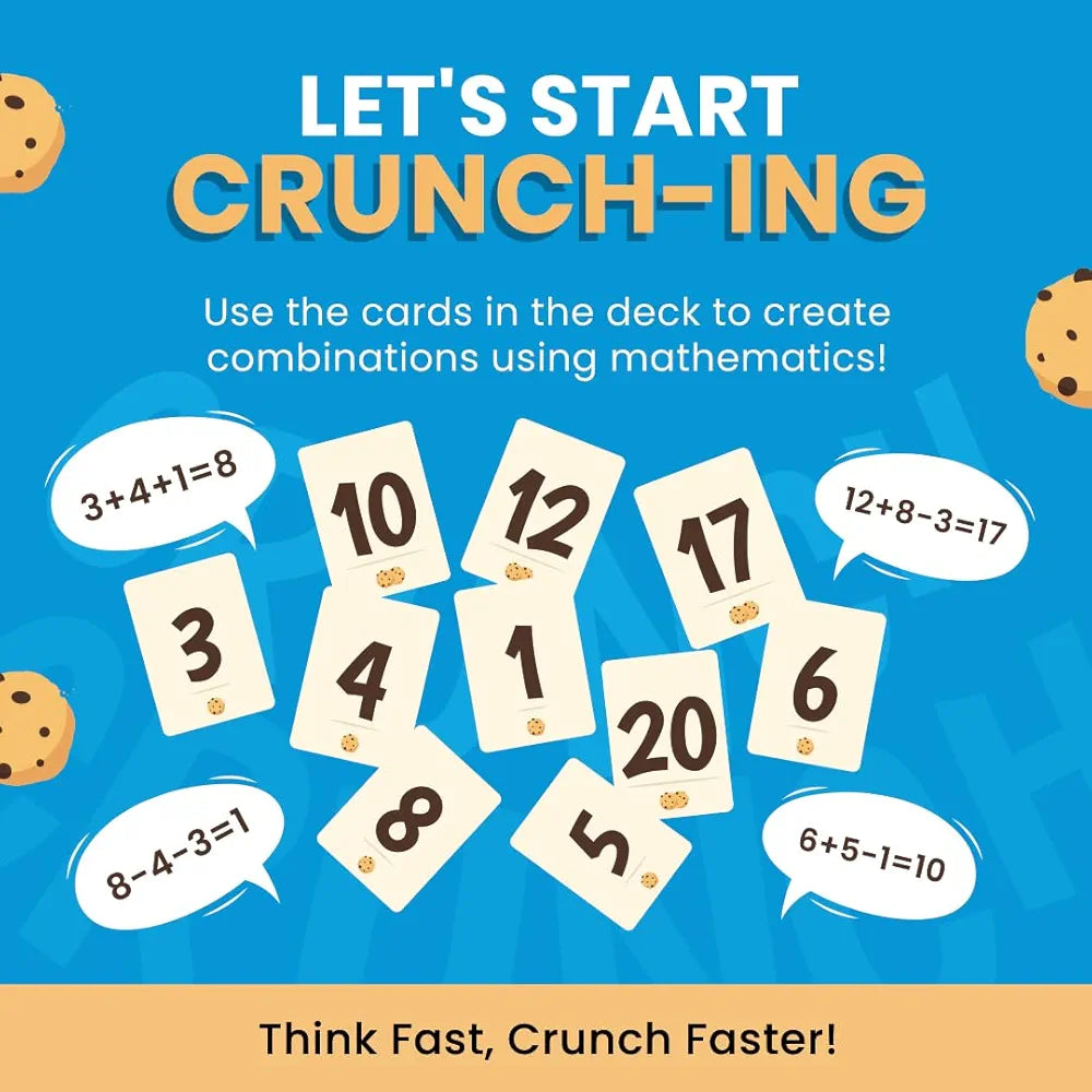Binca Card Game - Fletter Crunch, Mental Math Game for Kids, Fast-paced Fun for Family Game Night, Addition & Subtraction, Gifts for Kids Ages 8, 9, 10, 11 Years, 2-4 Players