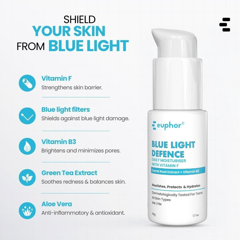 Euphor Teens Daily Light-weight Moisturiser- Blue Light Defence - 50 gms (Pack of 2)