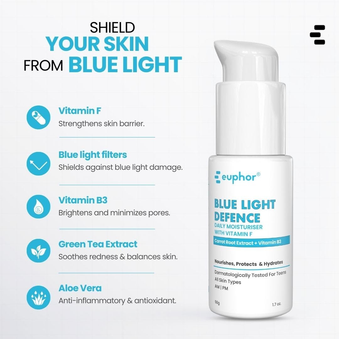Euphor Teens Daily Light-weight Moisturiser- Blue Light Defence - 50 gms (Pack of 2)