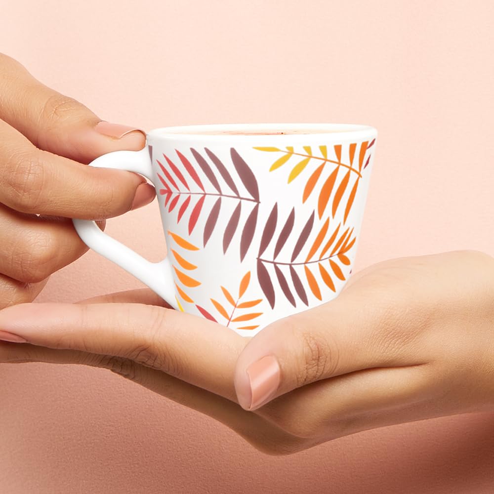 Larah by Borosil Novelty Series Costa Opalware Mug | Set of 6 Tea/coffee Mugs | 110 Ml Each