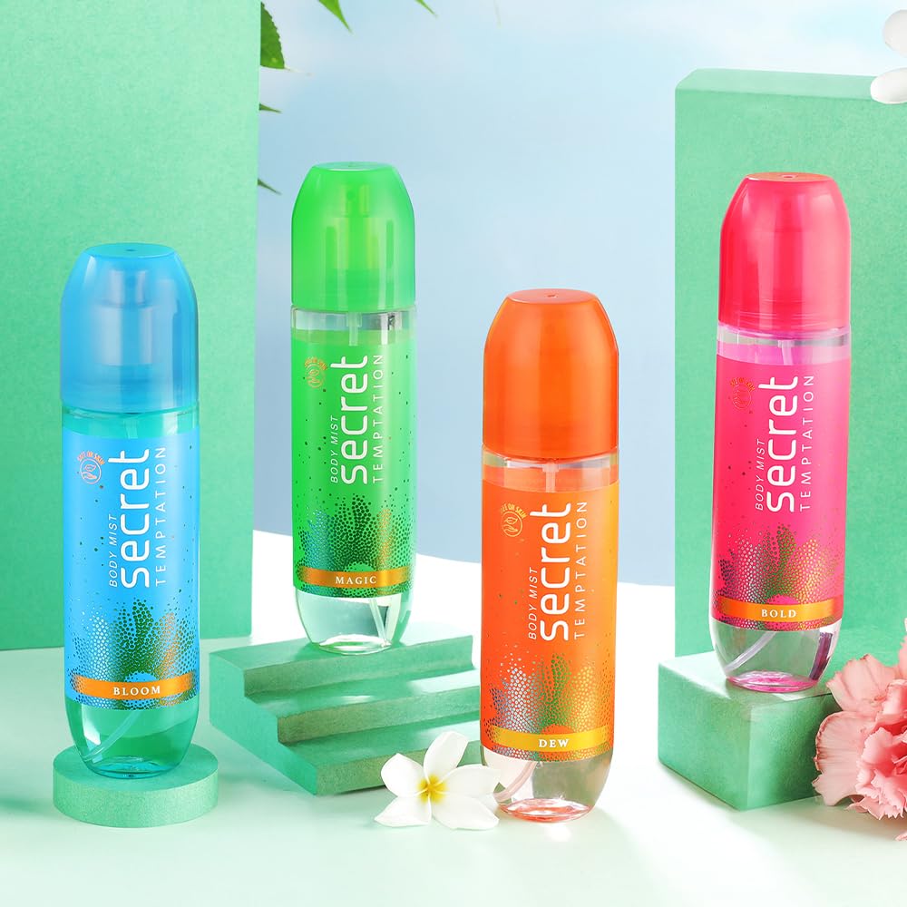 Secret Temptation Magic Body Mist Perfume for Women, 135ml|Long-Lasting Fragrance|Dermatologically Tested & Safe on SkinlFloral Body Mist|No Gas Deo for Women