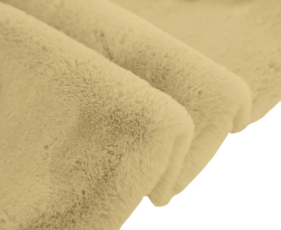 Luxe Home International Ruffle Bath Mat Rabbit Fur 1000 GSM Bathroom Door Rectangular Foot Mats 45X75 CmColour Gold