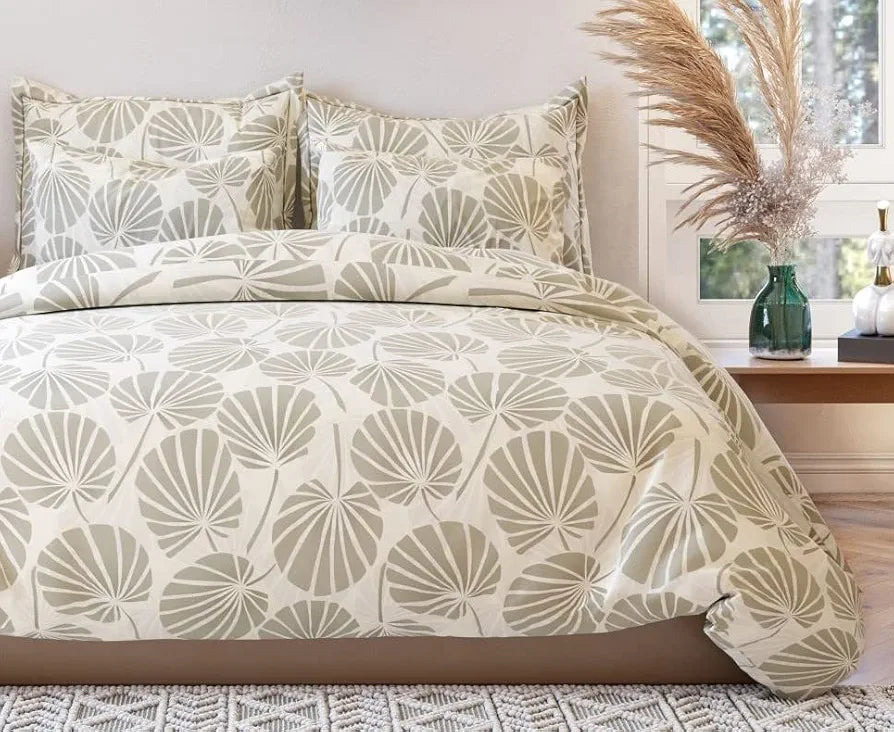 The Home Style 400 TC Cotton Elastic Fitted All Around Printed Queen Size Double Bed Bedsheet wih 2 Pillow Cover Adam Cream