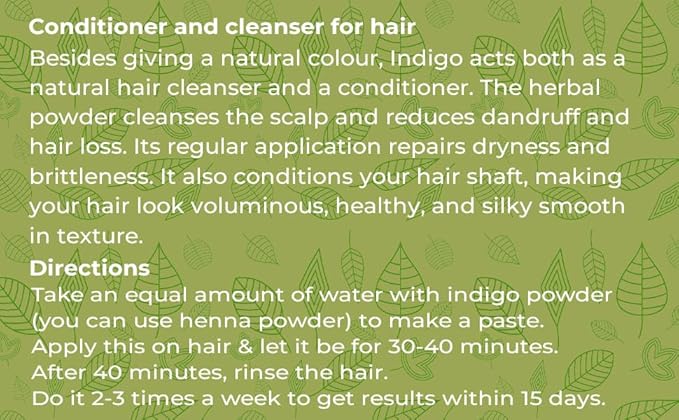 Raintech Natural Pure Indigo Leaf Powder for Hair Color - 500 gms
