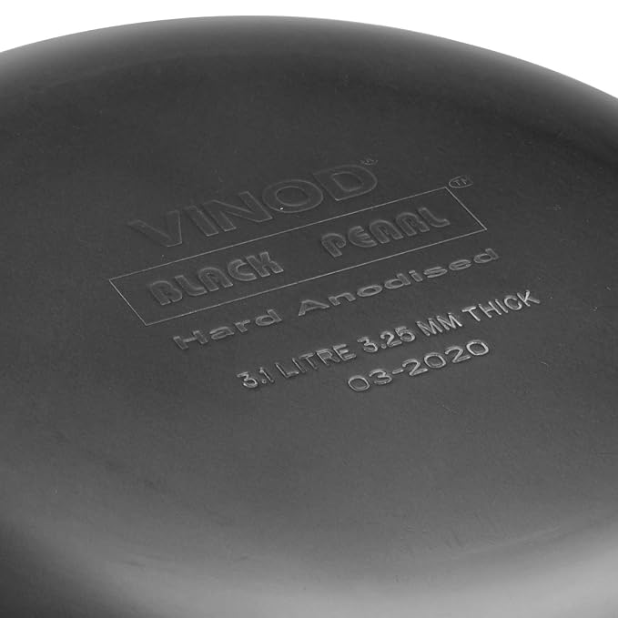 Vinod Black Pearl Hard Anodised Non Stick Deep Kadhai with Glass Lid - 2.6 LTR, 22 cm | 3.25mm Thickness | kadai for Cooking