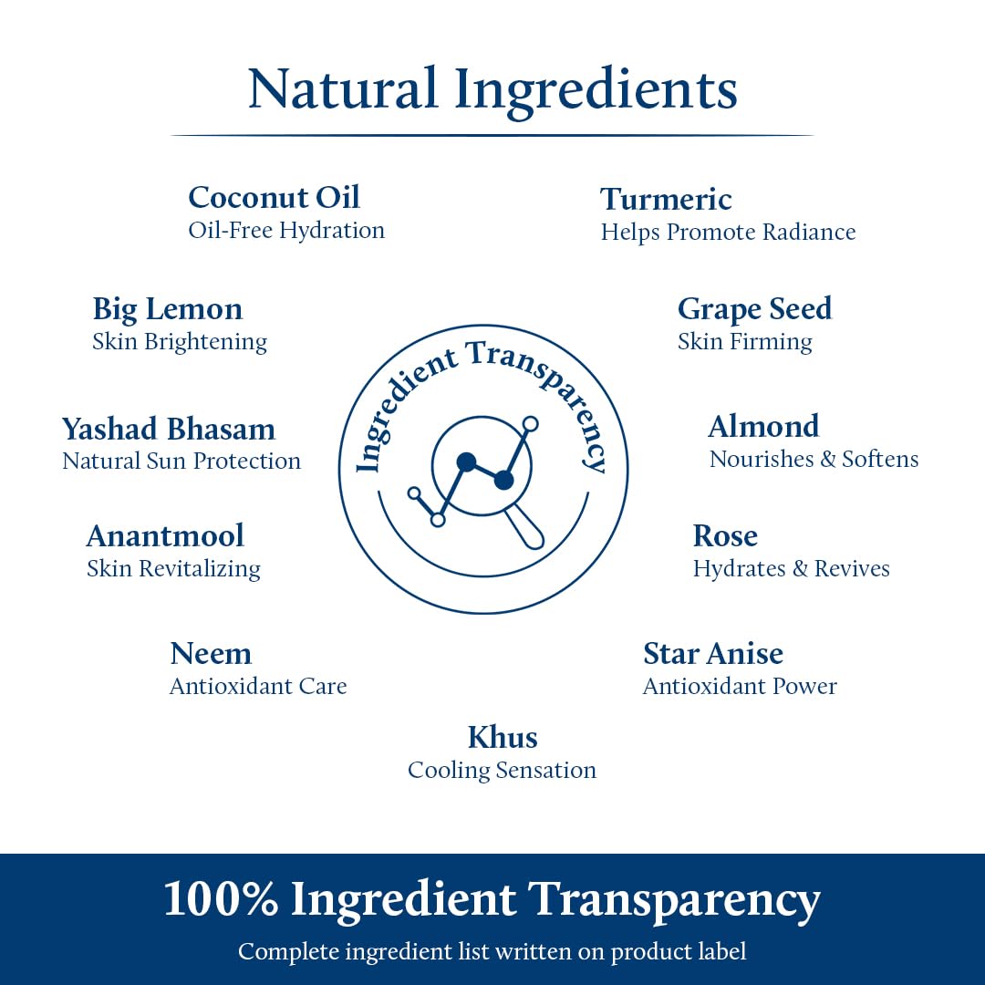Blue Nectar Coconut Face Cream with SPF 30 Sunscreen for Women | Plant Based Oil Free Moisturizer for Face with Vitamin E | Brightening Sunscreen for Oily, Dry & Sensitive Skin (16 Herbs, 50g)