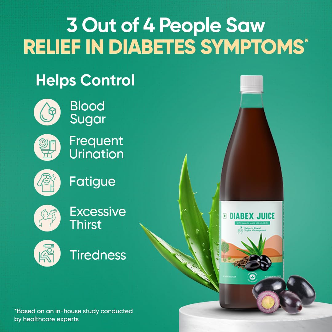Dr. Vaidyaâ€™s Diabex Juice for Diabetic Care | Ayurvedic Diabetes Juice with Karela, Jamun & Neem | Helps Manage Blood Sugar Levels | No Added Sugar or Artificial Flavours | 950ml